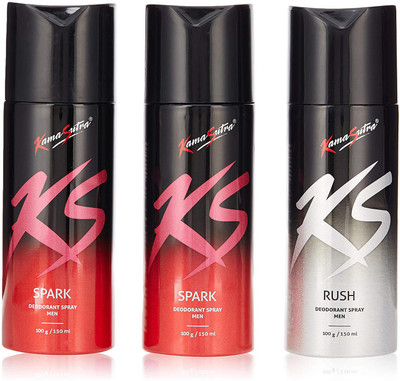 

KamaSutra 2 SPARK 1 RUSH Body Spray - For Men & Women(450 ml, Pack of 3)