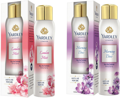 

Yardley London London Mist and Morning Dew EDT Body Spray for Women 120ML Each (Pack of 2) Perfume Body Spray - For Women(240 ml, Pack of 2)