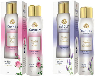 

Yardley London English Rose and Lavender EDT Body Spray for Women 120ML Each (Pack of 2) Perfume Body Spray - For Women(240 ml, Pack of 2)
