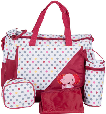 

Bazaar Pirates Insulated bottle carrier, Changing pad, Separate pouch with Messenger Diaper Bag(Red, White)