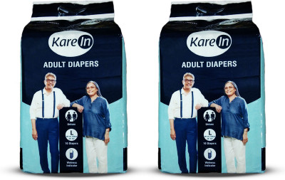 

Karein Adult Diapers, Size Large, Combo of 2 Packs for Waist Size 40"-55" Adult Diapers - L(20 Pieces)