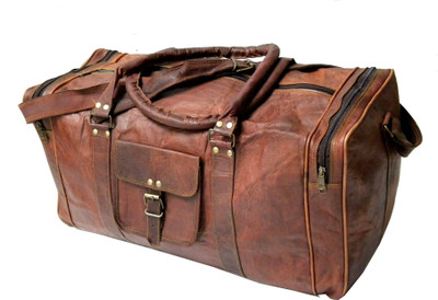 

Printbreed Leather 24 Inch Duffel Travel Gym Sports Overnight Weekend Leather Bag Travel Duffel Bag(Brown)