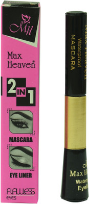 

Max Heaven Water Proof Eye Mascara And Eye Liner Long Lasting (Black) (MHEM) 9 ml(Black)