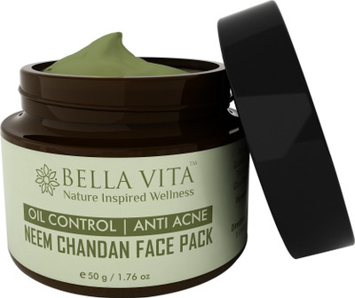 

Bella Vita Organic Oil Control Face Pack for Acne Prone & Sensitive Skin, 50 grams | Anti-Pimple | Neem Chandan Aloe | Oily to Normal Skin | Natural | Unisex |(50 g)