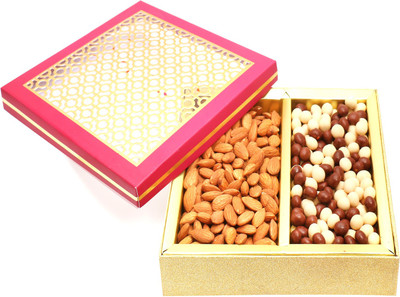 

Ghasitaram Gifts Chocolate Hampers-Carving Box with Nutties and Almonds Combo(3)