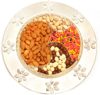 

Ghasitaram Gifts Chocolate Hampers-Om Thali with Almonds, Pistachios, Nutties, Rice Crunchies Combo(5)