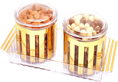 

Ghasitaram Gifts Chocolate Hampers-Revlone Set of 2 Almonds, Nutties Air Tight Containers Combo(4)
