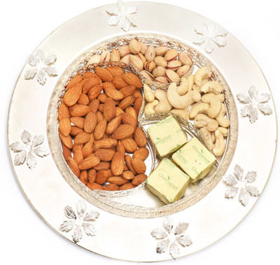Ghasitaram Gifts Chocolate Hampers-Om Thali with Almonds, Pistachios, Cashews, Chocolate Hampers Combo(5)