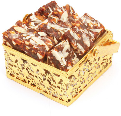 

Ghasitaram Gifts Chocolate Hampers-Golden Small Brittles basket Combo(2)