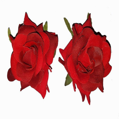 

NERR ™ Fashion Red Fabric Rose Flower Hair Clip For Women ( Pack Of 2 ) Hair Pin(Red)