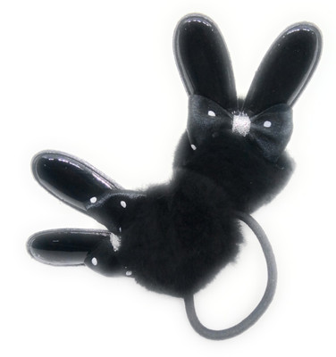 

SKD Pair of Cute Pom Pom Fur Ball Elastic Rubber Bands with BOW, Hair Accessories for Girls/Kids D - 002 Rubber Band(Black)