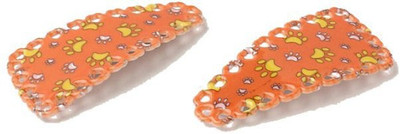 

NeedyBee Pack of 2 Printed Triangle Snap Tic Tac Clip for Baby and Girls Hair Clip(Orange)
