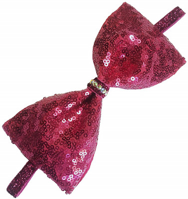 

Via Mazzini Little Miss Attitude Big 6" Hot Pink Sparkly Sequin Bow Headband Photo Props For Girls And Women (HA006) Head Band(Pink)