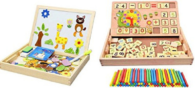 

Bestie Toys Magnetic Board Games Animal Puzzle Drawing Board + 2 in 1 Multi Functional Educational Wooden Digital Computing Learning Blocks Box Set (Combo)(Multicolor)