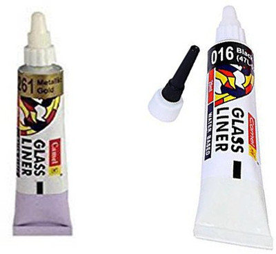 Camlin glass liner Gold and Black, 1 Each, 15 ml(Set of 2, Gold & Black)