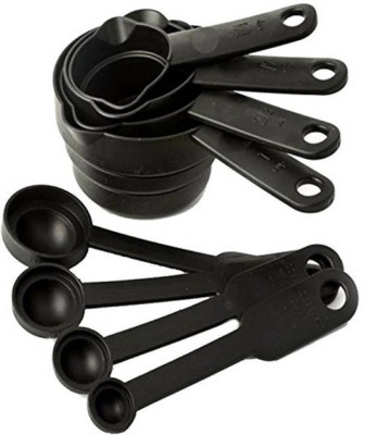dk-eSTOR Plastic Measuring Cup and Spoon Set, Black Measuring Cup Set(0.5 L)
