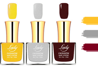 

Lady Fashion Extra Shine Long Wear Durable Nail Polish Combo (Set of 3) Golden, Silver, Maroon(Pack of 3)