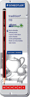 

Staedtler Tradition 110 Sketching And Drawing Pencils, Pack Of 6 (HB, 2B, 3B, 4B, 5B, 6B) Pencil(Multicolor)