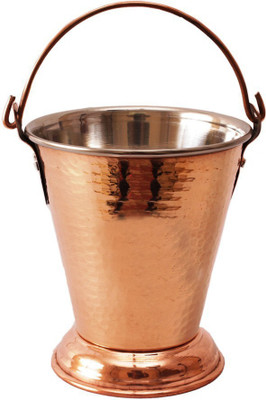

IndianArtVilla Copper Steel Bucket Balti - Vegetable Dish serving Restaurant Hotel Home Gift Item Serveware Pot 0.3 L(Steel, Copper), Brown;silver