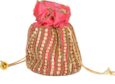 

Baisa Handmade Silk Beads Potli Pouch(Pink)