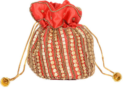 

Baisa Handmade Silk Beads Potli Pouch(Red)