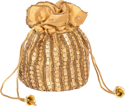 

Baisa Handmade Silk Beads Potli Pouch(Gold)