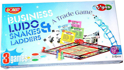 

The Viyu Creation 3 in 1 Business Board Game with Ludo and snakes and ladder Family Game(8 Pieces)