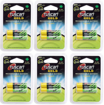 

Tuscan GOLD AAA 800 mAh 6 Pack (12Pcs) Rechargeable Ni-MH Battery