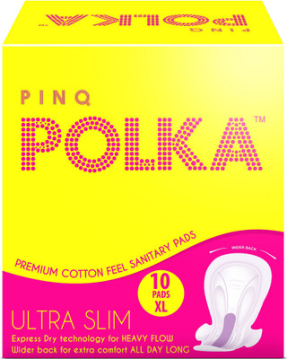 

PINQ POLKA Sanitary Pads (XL) - 10 Premium Ultra Slim Sanitary Pads Sanitary Pad(Pack of 10)