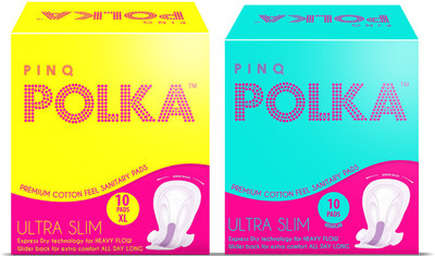 

pinq polka Sanitary Pads (Regular + XL) - 20 Premium Ultra Slim Sanitary Pads (Heavy & Light flow combo) Sanitary Pad(Pack of 20)