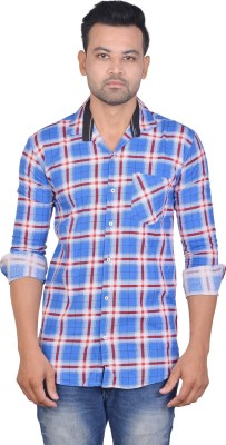 La Milano Men Checkered Casual Blue Shirt