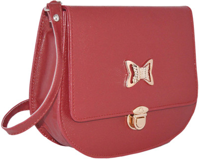 

minaar Girls Casual Maroon Leatherette, PU Sling Bag