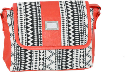 

MINAAR Men & Women Casual Red, White, Black Canvas Messenger Bag, Black;red;white