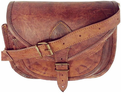 

iHandikart Men & Women Casual Brown Genuine Leather Sling Bag