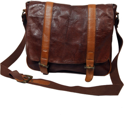

resegno Men & Women Formal Brown Genuine Leather Sling Bag