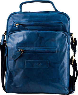 

Â Buff & Jack Men Casual Blue Genuine Leather Sling Bag