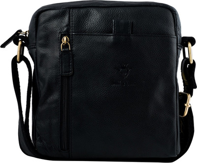 

Â Buff & Jack Men Formal Black Genuine Leather Sling Bag