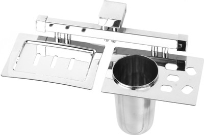 

Always Soap Dish / Soap Stand Case / Soap Holder Dish with Tumbler Holder / Bathroom Accessories (Squire Pipe)(Steel)