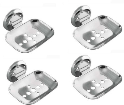 

Salonica Bathroom Soap Dish | Soap Holder Stand Stainless Steel Set of 4 PCs(Silver)
