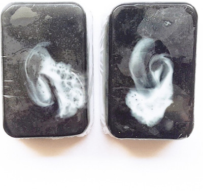 Pics And You Activated Charcoal Detox Marble Handmade Soap Pack 2 (2 Soaps, 3 x 1.5 x 1 inch, 100 gram)(10 g, Pack of 2)