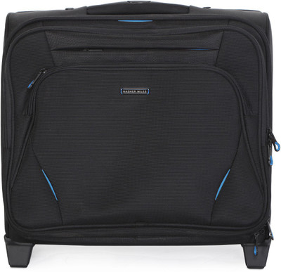 

Nasher Miles Wall Street 2 Wheel 14 Polyester Black Laptop Roller Case (Black-Blue) Cabin Luggage -  inch(Black