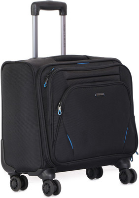 

Nasher Miles Wall Street 8 Wheel 14F Polyester Black Laptop Roller Case (Black-Blue) Cabin Luggage -  inch(Black