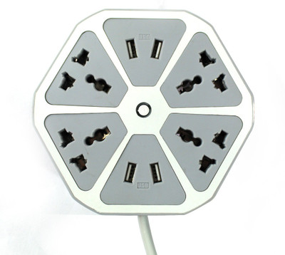 

FashionCubix Extensionbord_1005 with 4 USB 2.0Amp Charging Points 4 Socket Surge Protector(White)