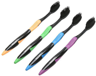 

SpiderJuice Unique Soft Bristles Activated Charcoal Nano Dental Care Toothbrush for Deep Cleaning Removing Plaque Whitens Teeth Perfect Gift for Smokers Tobacco Consumers Medium Toothbrush(Pack of 4)