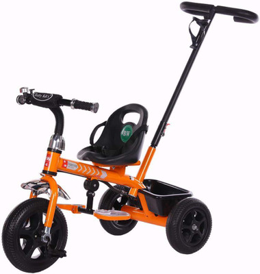 

Baybee HIMALIAN Tricycle Plug and Play Kids Tricycle Trike| Push handle |Foldable footrest | Parent Control -Seat Belt with Basket For Kids 2 and Up Boys & Girls S400B-Orange Tricycle(Orange)