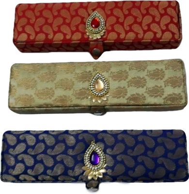 

Jay Brocade Jewelley Vanity Box pack of 3 Jewellery Vanity Box(Maroon, Gold, Blue)