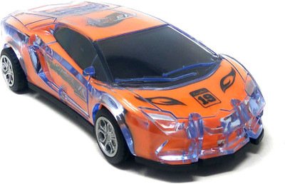 

Akrobo Inertia Powered Tranasperent Body Sports car with Light and Music Great Gift for Kids Orange(Orange)