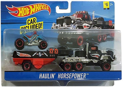 

Hot Wheels Black Haulin Horsepower Truck With Car(Multicolor)
