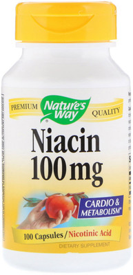

Nature's Way Niacin 100 mg Nicotinic Acid for Metabolism & Circulation - 100 Capsules(100 No)