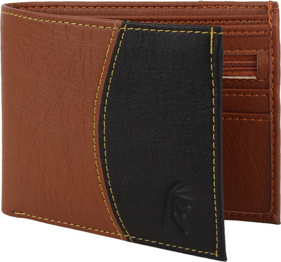 

Rosset Men Casual Brown, Black Artificial Leather Wallet(8 Card Slots), Tan black